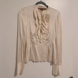 Tory Burch Victorian Style silk blouse size 6 WITH FLAWS